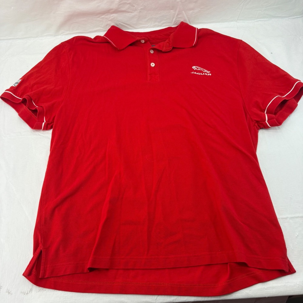Jaguar Mens XXXL Red Cotton Modal Pique Polo Shirt British Union Jack Logo 4633